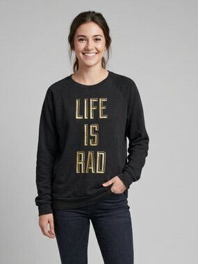 LCMTV “Life is Rad” Black and Gold Crew Neck Sweatshirt